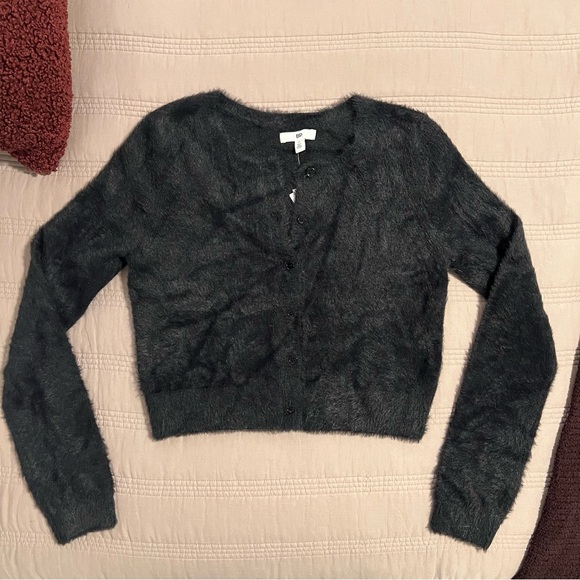 bp Sweaters - BP Fuzzy Black Cardigan Sweater with buttons